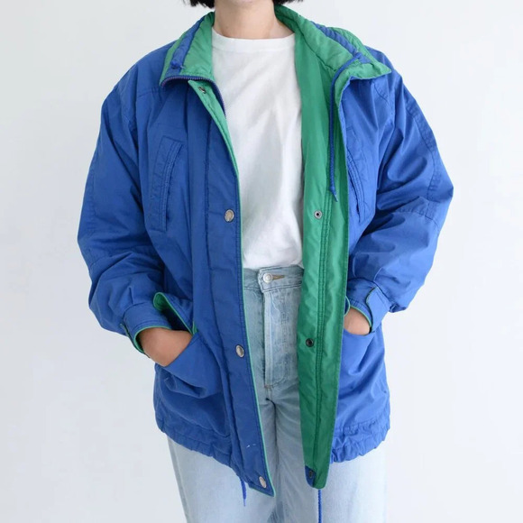 Jackets & Blazers - Vintage Sport Mobility Blue w Green Line Zip Up Ski Winter Jacket Coat S